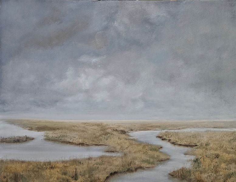 Original Oil Painting; Landscape Painting of Salt Marsh Estuary;
